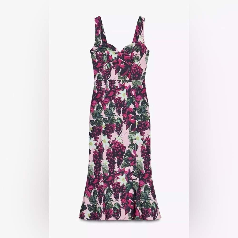 Zara Floral Pink and Green Women's Dress size L